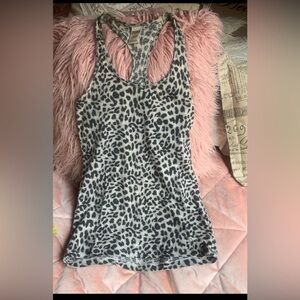 Y2k V/S Leopard Print Racerback Tank Top - Gray/Black/beige
